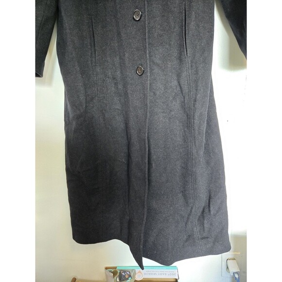 Liz Claiborne Coat Womens 14 Black Long Winter 100% Wool Old Money Quiet Luxury - Picture 3 of 9